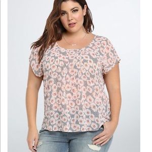 Torrid Floral Chiffon Tulip Back Blouse